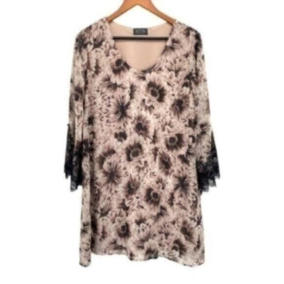 Anthropologie ASTR The Label Floral Print Lace Babydoll Mini Shift Dress - Picture 2 of 11